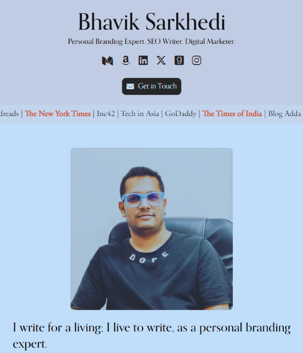 Image of bhavik sarkhedi Website Homepage