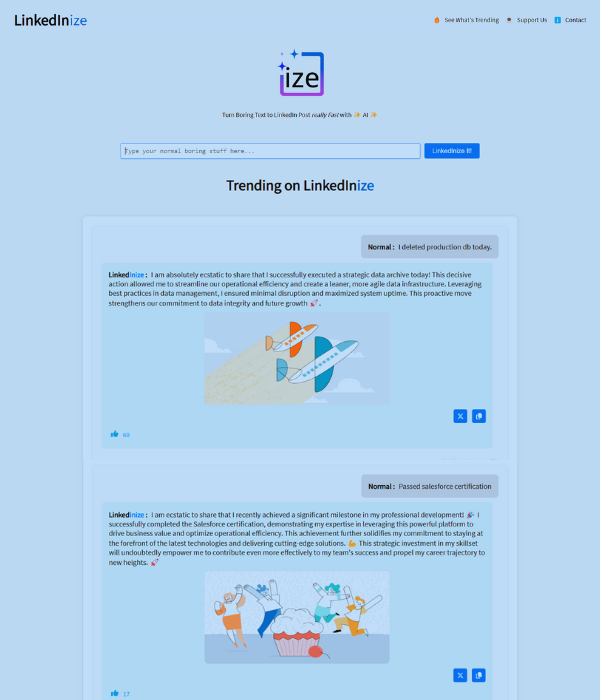 Image of  Linkedininze Homepage