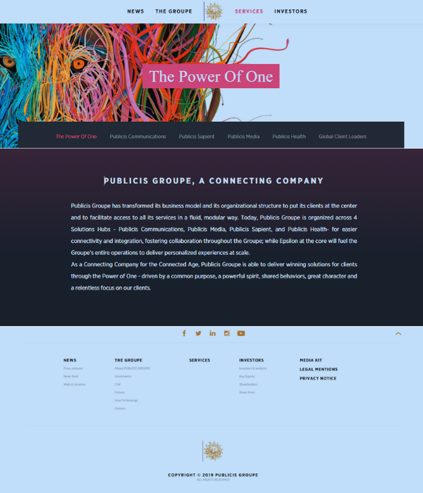 Image of Publicis Groupe Website Homepage