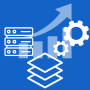 illustration of elemnts server, layer, gear and chart representing scalable project support